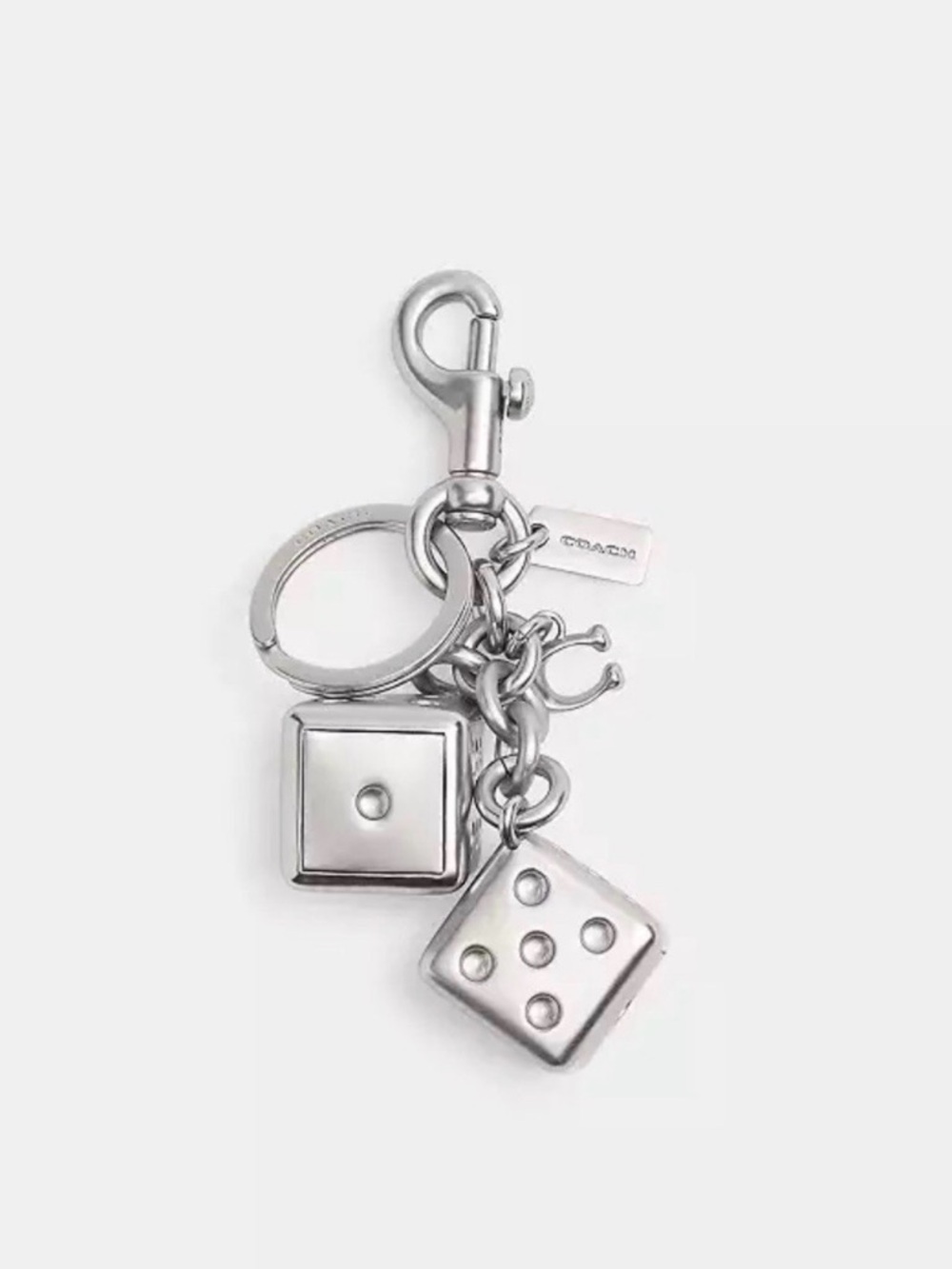 Coach Silver-Tone Double Dice Keychain/Bag Charm - Picture 3 of 5